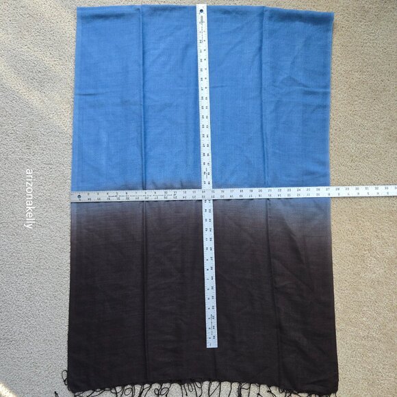 NWOT Eileen Fisher Wool Ombre Lightweight Scarf Blue Gradient - Picture 6 of 8